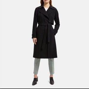 Theory Set - Perfect Raglan Trench + Slit Pull-On Pant | Regent Crepe Navy NWOT